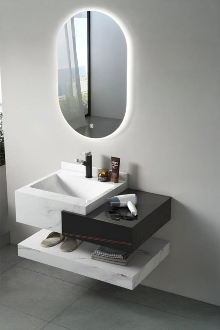 مغسلة حمّام مودرن حوض أبيض رخامي